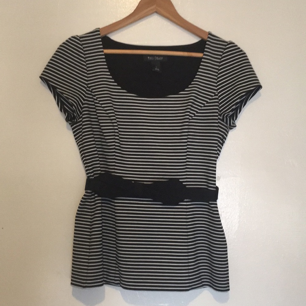 WHBM Striped Short-Sleeve Top With Belt